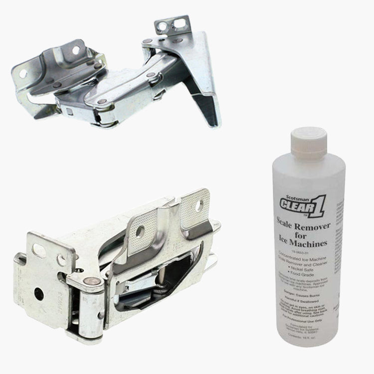 Scotsman 02-3866-03 Hinge with 02-3866-04 Hinge and 19-0653-01 Clear1 Cleaner 16oz - La Cuisine International Parts