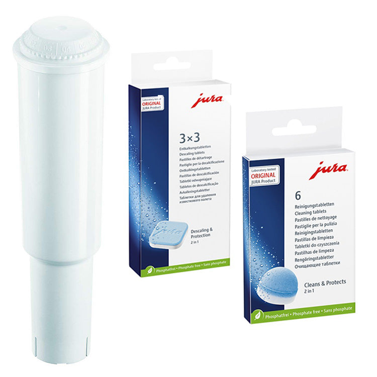 Jura Descaling, Cleaning Tablets and Claris White Water Filter Kit - La Cuisine International Parts
